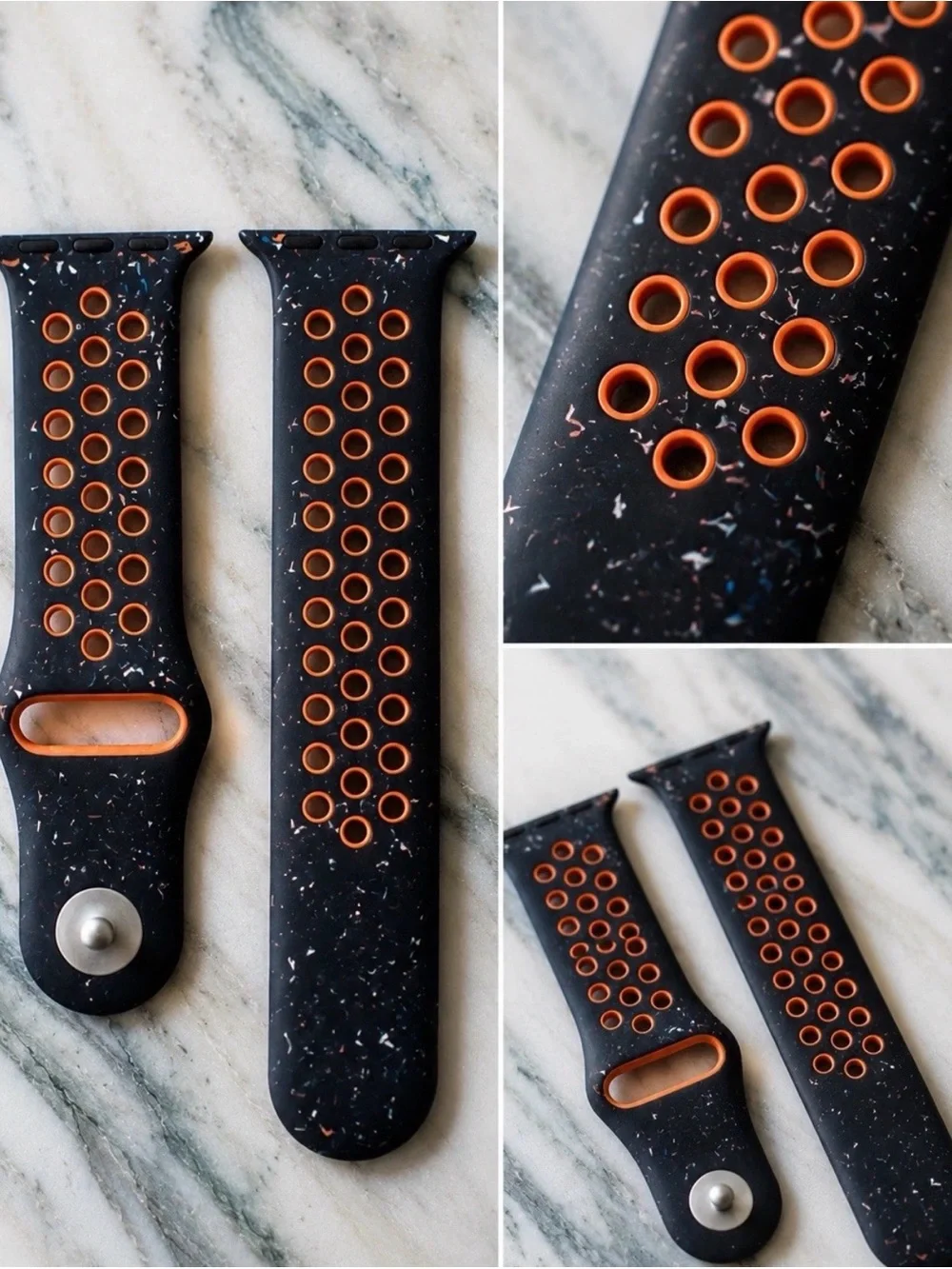 Apple Watch Nike Sport Band | 41mm (S/M) | Black with Orange Accents